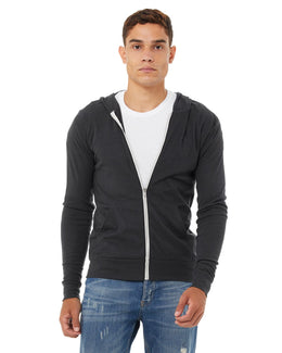 Bella+Canvas Unisex Triblend Full-Zip Lightweight Hoodie 3939 | Sd Dk Gry Trblnd - Front