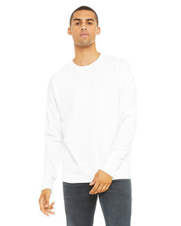 Bella+Canvas Unisex Drop Shoulder Fleece Crewneck Sweatshirt 3945 | White - Front