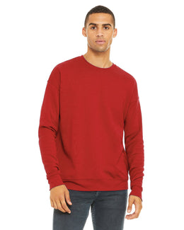Bella+Canvas Unisex Drop Shoulder Fleece Crewneck Sweatshirt 3945 | Red - Front