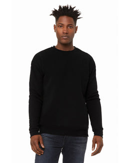 Bella+Canvas Unisex Drop Shoulder Fleece Crewneck Sweatshirt 3945 | Dtg Black - Front