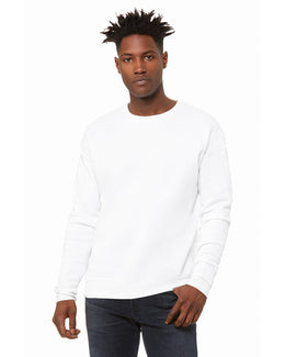 Bella+Canvas Unisex Drop Shoulder Fleece Crewneck Sweatshirt 3945 | Dtg White - Front