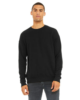 Bella+Canvas Unisex Drop Shoulder Fleece Crewneck Sweatshirt 3945 | Black - Front