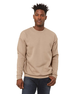 Bella+Canvas Unisex Drop Shoulder Fleece Crewneck Sweatshirt 3945 | Tan - Front
