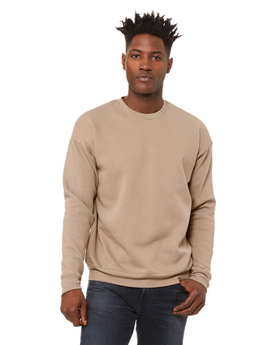 Bella+Canvas Unisex Drop Shoulder Fleece Crewneck Sweatshirt 3945 | Tan - Front