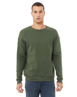 Bella+Canvas Unisex Drop Shoulder Fleece Crewneck Sweatshirt 3945 | Military Green - Front