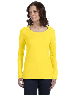 Anvil Ladies Sheer Long Sleeve Scoop Neck T-Shirt 399 | Lemon Zest - Front