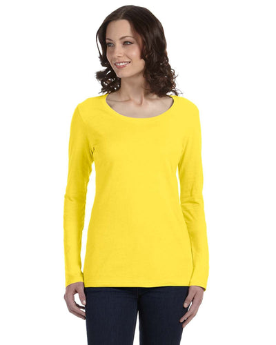 Anvil Ladies Sheer Long Sleeve Scoop Neck T-Shirt 399 | Lemon Zest - Front