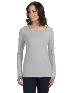 Anvil Ladies Sheer Long Sleeve Scoop Neck T-Shirt 399 | Silver - Front