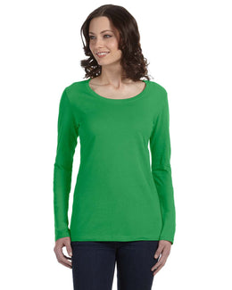 Anvil Ladies Sheer Long Sleeve Scoop Neck T-Shirt 399 | Green Apple - Front
