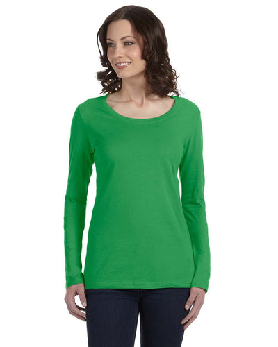 Anvil Ladies Sheer Long Sleeve Scoop Neck T-Shirt 399 | Green Apple - Front