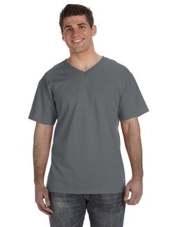 Fruit of the Loom 5 oz. 100% Heavy Cotton HD V-Neck T-Shirt 39VR | Charcoal Grey - Front