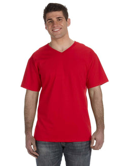 Fruit of the Loom 5 oz. 100% Heavy Cotton HD V-Neck T-Shirt 39VR | True Red - Front