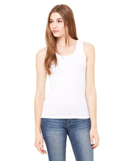 Bella+Canvas Ladies Rib Tank Top 4000 | White - Front
