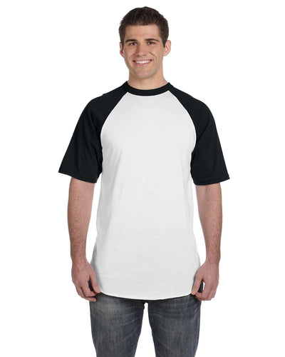 Augusta 50/50 Short Sleeve Raglan T-Shirt 423 | White/ Black - Front