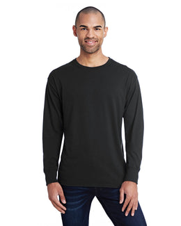 Hanes Mens X-Temp Long Sleeve T-Shirt 42L0 | Black - Front