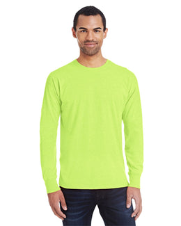 Hanes Mens X-Temp Long Sleeve T-Shirt 42L0 | Neon Lemon Hthr - Front