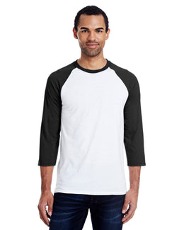Hanes Mens X-Temp Baseball T-Shirt 42BA | White/black - Front