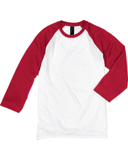 Hanes Mens X-Temp Baseball T-Shirt 42BA | White/deep Red - Front
