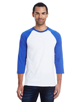 Hanes Mens X-Temp Baseball T-Shirt 42BA | White/deep Royal - Front