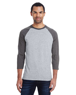 Hanes Mens X-Temp Baseball T-Shirt 42BA | Lt Stl/ Char Hth - Front