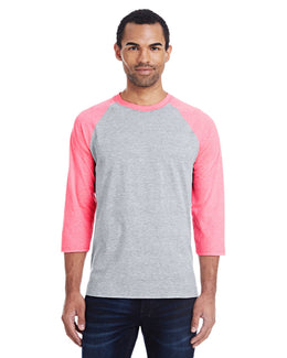 Hanes Mens X-Temp Baseball T-Shirt 42BA | Lt Stl/ N Pk Hth - Front
