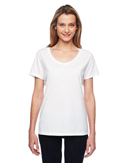 Hanes Ladies X-Temp Performance V-Neck 42V0 | White - Front