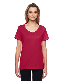 Hanes Ladies X-Temp Performance V-Neck 42V0 | Deep Red - Front
