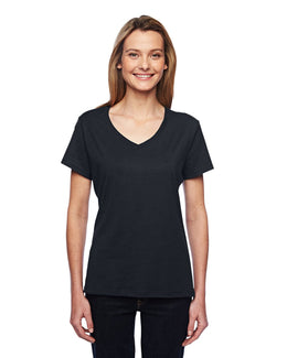 Hanes Ladies X-Temp Performance V-Neck 42V0 | Black - Front
