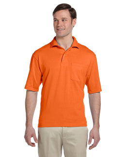 Jerzees 50/50 Jersey Knit Polo W/Pocket 436P | Safety Orange - Front