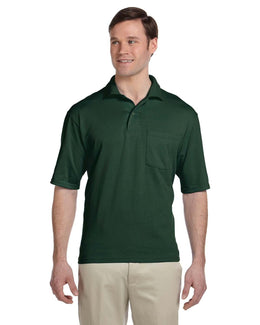 Jerzees 50/50 Jersey Knit Polo W/Pocket 436P | Forest Green - Front