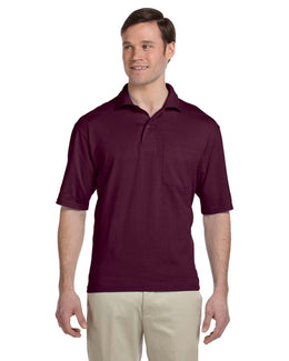 Jerzees 50/50 Jersey Knit Polo W/Pocket 436P | Maroon - Front