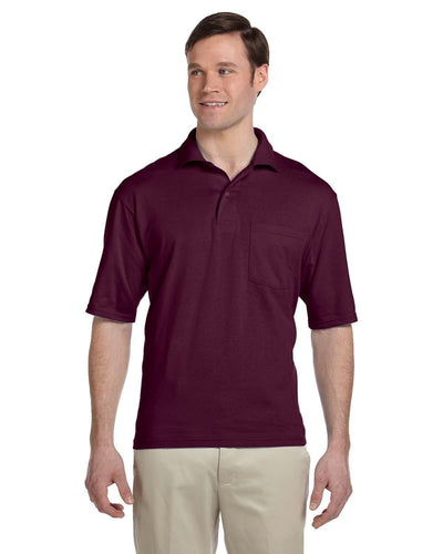 Jerzees 50/50 Jersey Knit Polo W/Pocket 436P | Maroon - Front