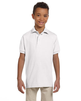 Jerzees Youth 50/50 Jersey Knit Polo Shirt 437Y | White - Front