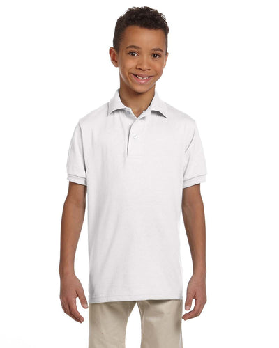 Jerzees Youth 50/50 Jersey Knit Polo Shirt 437Y | White - Front