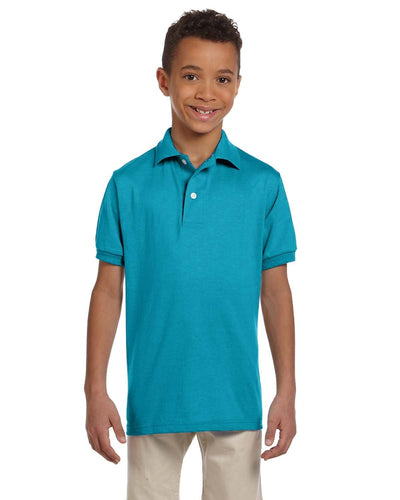 Jerzees Youth 50/50 Jersey Knit Polo Shirt 437Y | California Blue - Front