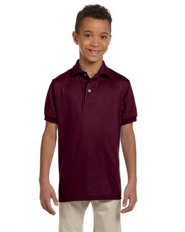 Jerzees Youth 50/50 Jersey Knit Polo Shirt 437Y | Maroon - Front
