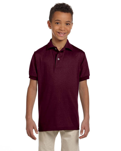 Jerzees Youth 50/50 Jersey Knit Polo Shirt 437Y | Maroon - Front