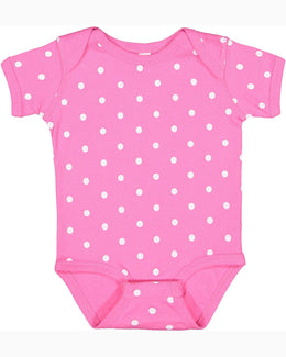 Rabbit Skins Lap Shoulder Creeper 4400 | Rspbrry/ Wht Dot - Front