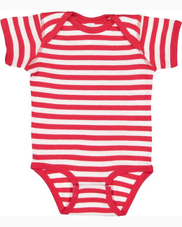 Rabbit Skins Lap Shoulder Creeper 4400 | Red/ Wht Stripe - Front