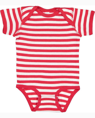 Rabbit Skins Lap Shoulder Creeper 4400 | Red/ Wht Stripe - Front