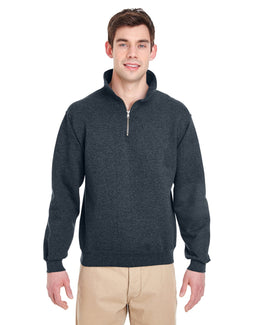 Jerzees SuperSweats 1/4 Zip Pullover Sweatshirt 4528 | Black Heather - Front