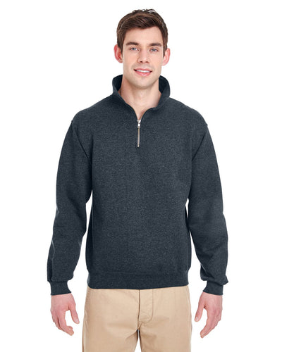 Jerzees SuperSweats 1/4 Zip Pullover Sweatshirt 4528 | Black Heather - Front