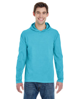Comfort Colors Heavyweight Long Sleeve Hooded T-Shirt 4900 | Lagoon Blue - Front