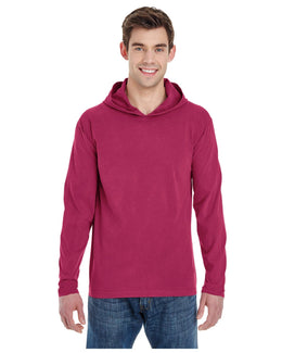 Comfort Colors Heavyweight Long Sleeve Hooded T-Shirt 4900 | Crimson - Front