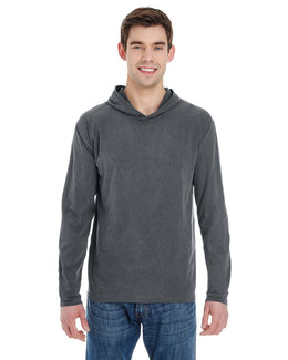 Comfort Colors Heavyweight Long Sleeve Hooded T-Shirt 4900 | Pepper - Front