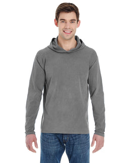 Comfort Colors Heavyweight Long Sleeve Hooded T-Shirt 4900 | Grey - Front