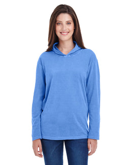 Comfort Colors Heavyweight Long Sleeve Hooded T-Shirt 4900 | Flo Blue - Front