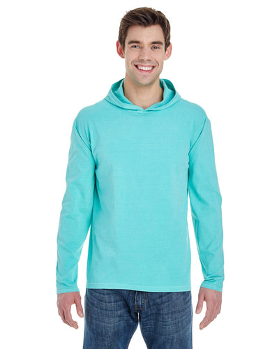 Comfort Colors Heavyweight Long Sleeve Hooded T-Shirt 4900 | Chalky Mint - Front