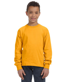 Fruit of the Loom Youth Heavy Cotton Long Sleeve T-Shirt 4930B | Gold - Front
