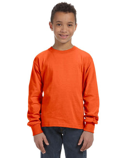 Fruit of the Loom Youth Heavy Cotton Long Sleeve T-Shirt 4930B | Burnt Orange - Front